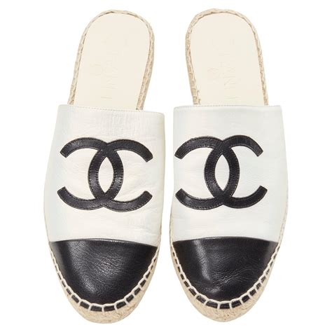 chanel mules black and white